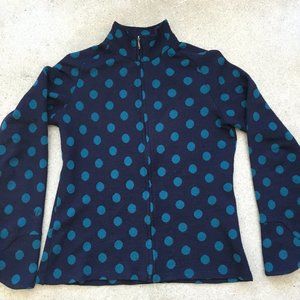 Ibex Sweater-Womens Medium-Navy with Blue Dots-Full Zip